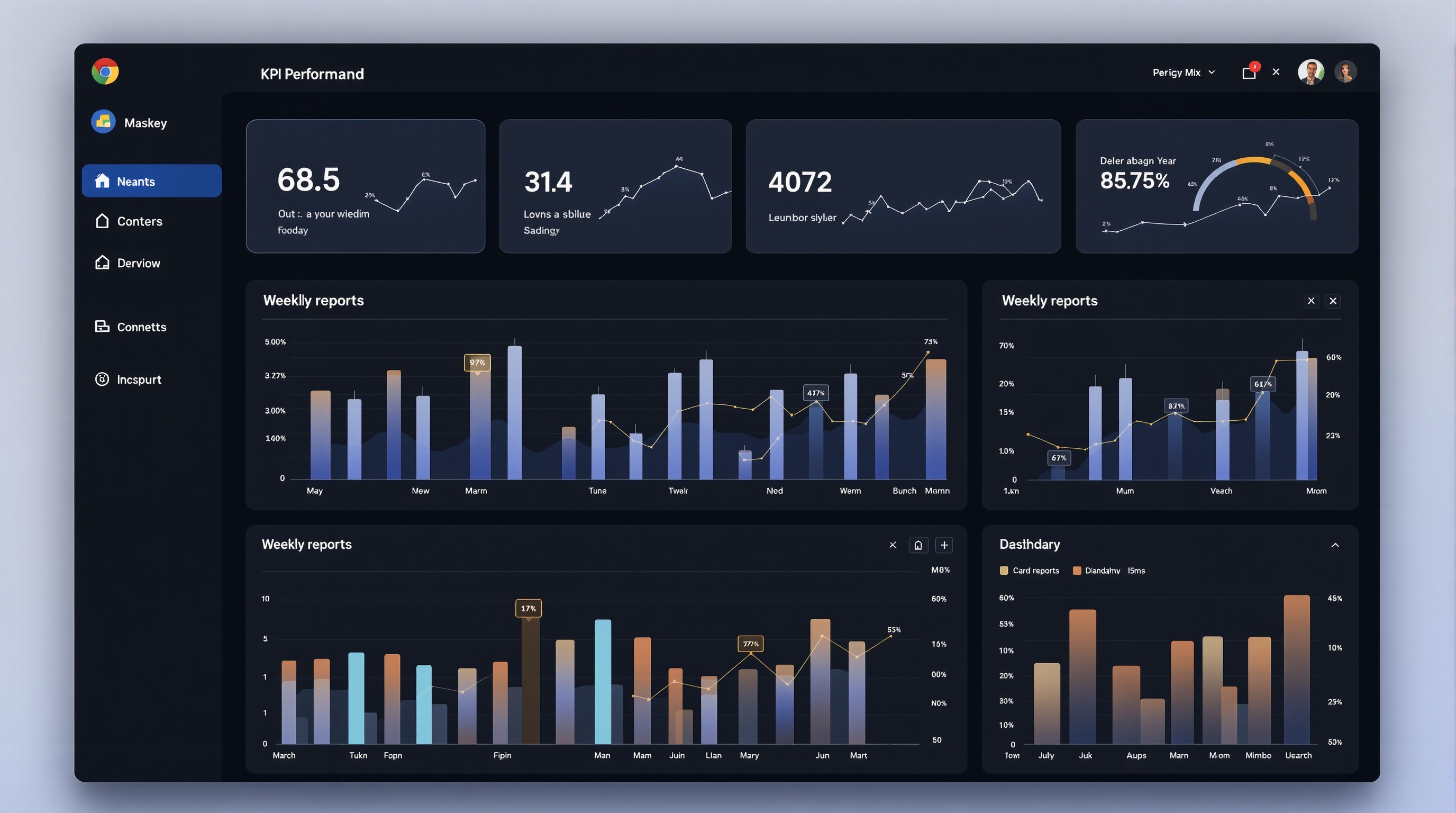 Performans göstergeleri ve haftalık rapor görselleştirmesi